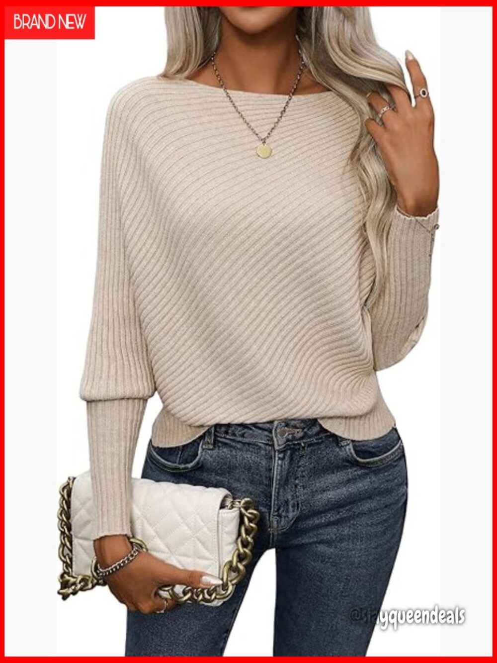 Women's Boat Neck Long Sleeve Pullover Sweater - Casual Solid Knit Top